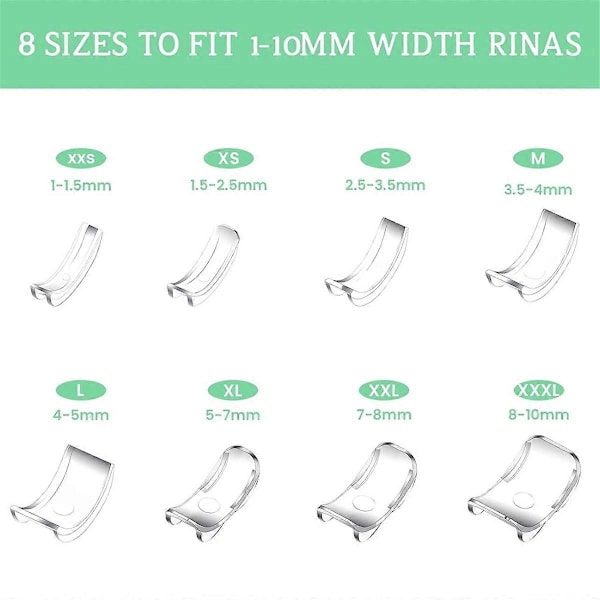 8 st Ringstorleksjusterare för Lösa Ringar Transparent Osynlig Ringadapter Kit med Silverputs As Shown