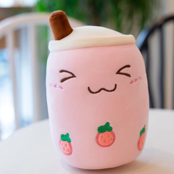Plysch Boba Tekopp Leksak Panda Bubble Te Kudde Söt fruktdryck Plysch fylld mjuk äpple Jordgubbsmjölk Te Barnpresent Strawberry 70cm