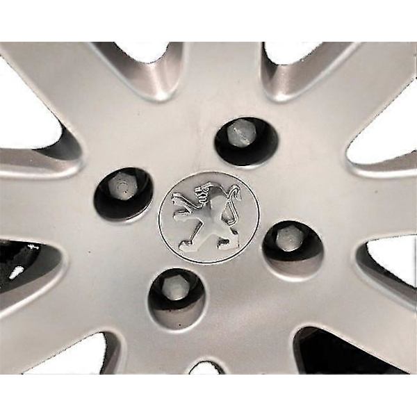 Navkapsel Ersättning, Peugeot Logotyp, Kompatibel med Peugeot 3008 408 508 307 301 etc., Silver, 4st