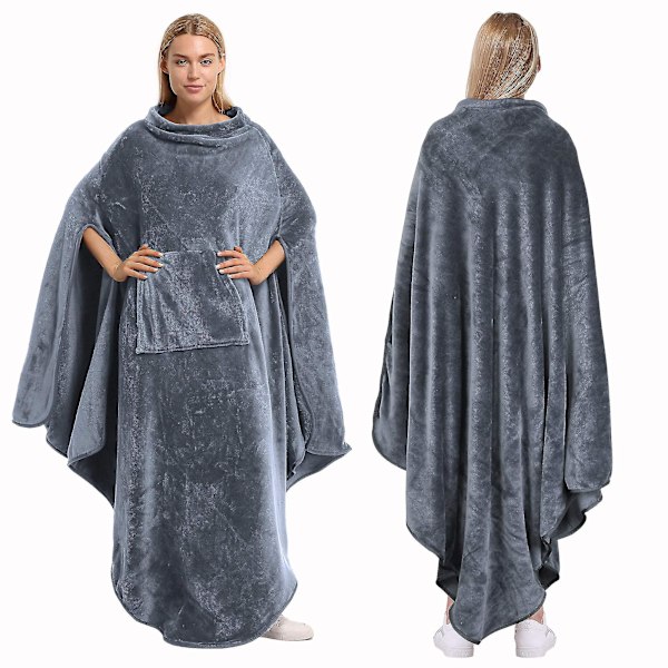 Fleece Bärbar Filt Poncho För Vuxna Kvinnor Män, Stor Mjuk Varm Mysig Fluffig Filt Utan Ärmar, Wrap ThrowBY A