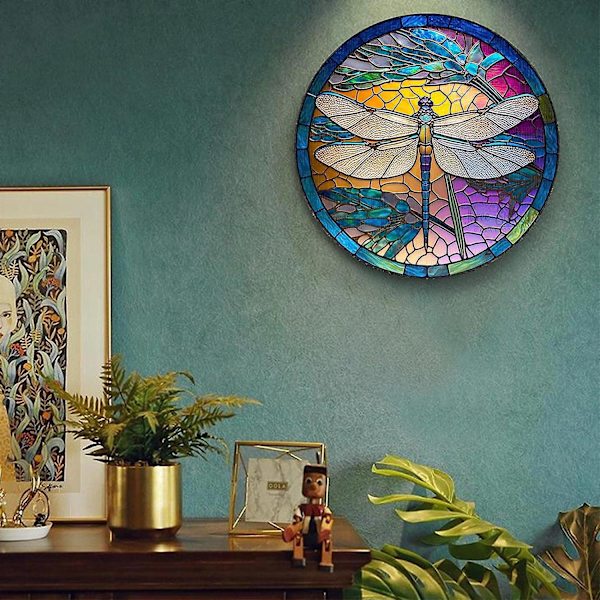 15cm Akryl Dragonfly Dekoration Med Reb, Farvet Imitationsglas Dragonfly Girland, Have Dekoration C