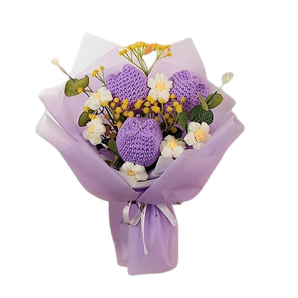 Moderne og smukke håndvævede garnbuketter til gavegivning Purple yarn bouquet