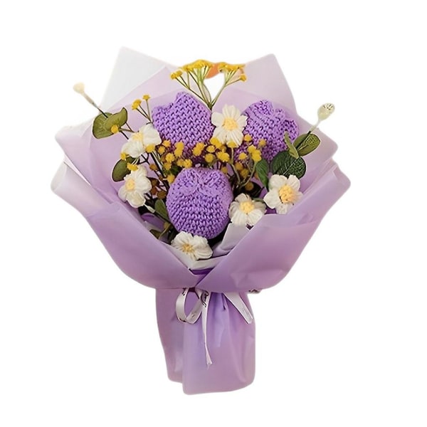 Trendikäs ja kaunis käsin kudottu langan kimppu lahjojen antamiseen Purple yarn bouquet