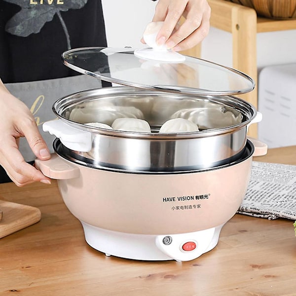 Multifunktionell non-stick elektrisk spis ångkokare kök varm gryta matlagningsverktyg White Single Layer