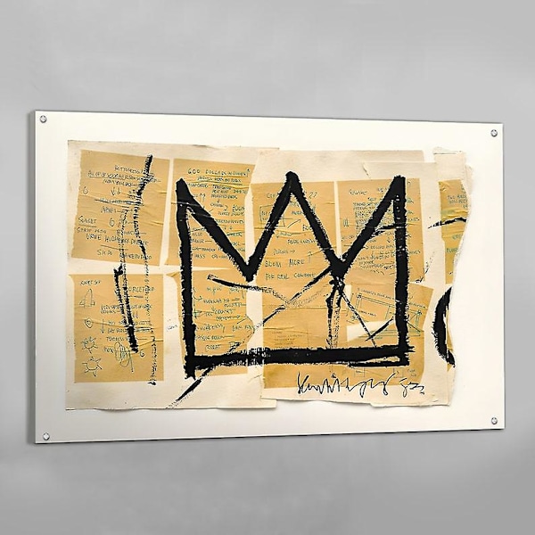 Basquiat Crown -kankaasta tehty seinätaulu Basquiat Crown Basquiat Crown -seinätaulu Jean Michel Basquiat Crown -taideteos Jean Michel Basquiat -seinäkoriste Basquiat -kangas -papoa145BY 12x18 in 30x45cm