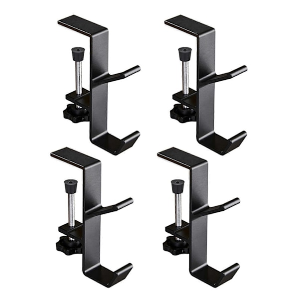 4 st Klämfäste Verktygskrok för Handväskor Ryggsäck - Under Bordsmontering Hållare Väskhängare, Bordsorganisatör för Skola & Kontor Black 4pcs