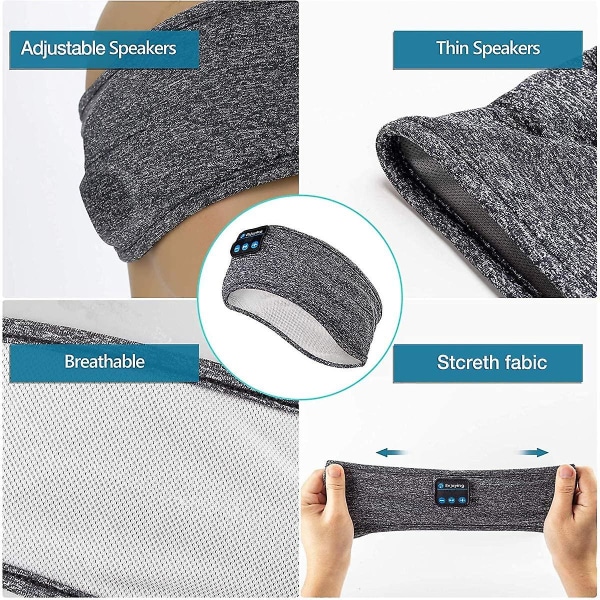 Sov-hörlurar, Bluetooth Sport-Huvudbandshörlurar med Tunna HD-Stereo Högtalare Perfekta för Sömn, Träning, Jogging, Yoga, Sömnlöshet, Flygresor, M