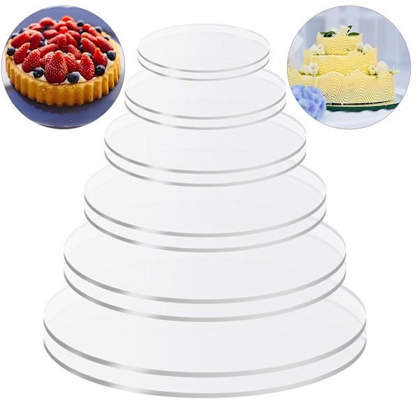 2 stk Akryl Kageplader Ikke-klæbende Holdbare Alsidige Transparente Runde Smørcreme Kage Diske til Kage ServeringBY 30cm