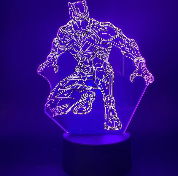 Black Panther 3D LED nattlys Bordlampe for barnerom
