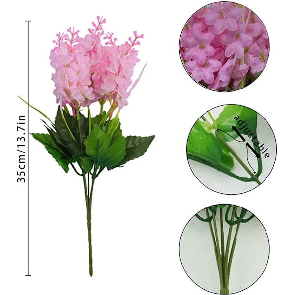 Kunstige Blomsterbuketter Wisteria Hyacinth Falske Engros Til Vase Hjemmedekoration Indendørs Udendørs Have Hotel Fest Bryllup MockBY Pink