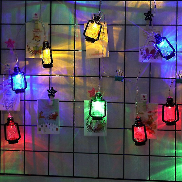 Retro Kerosenelampa LED-Strängljus Utomhusgårdsträdgård Dekorationsljus Atmosfärsljus X Color battery version 3m20lights2sections