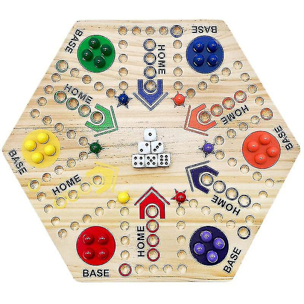 Träbrädspelet Ludo - 4-personers & 6-personers bana - Partyspel