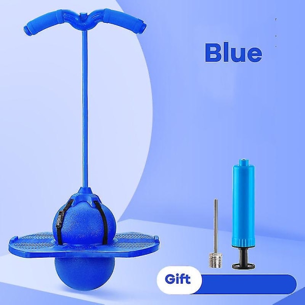 Hoppebold med håndtag og pumpe - Bouncy Jumping Bold Legetøj til Børn, Strækbar eller Adskillelig Balancelegetøj til Børn og Voksne [DmS] Blue
