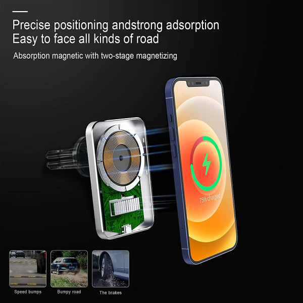 15w magnetiskt bilventilfäste trådlös billaddare för Iphone 12 White