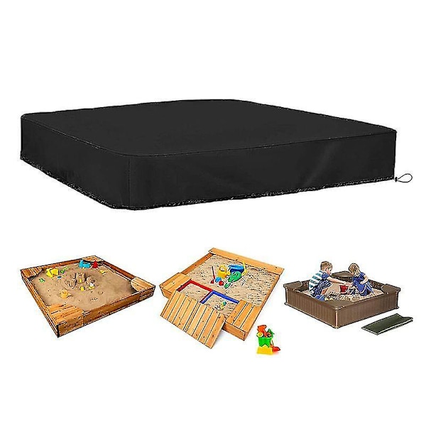 Sandlådeöverdrag Vattentät Dammtät UV-skydd Fyrkantig Poolöverdrag Med Dragsko För Sandlåda, Leksaker Och Möbler Black 150*150cm