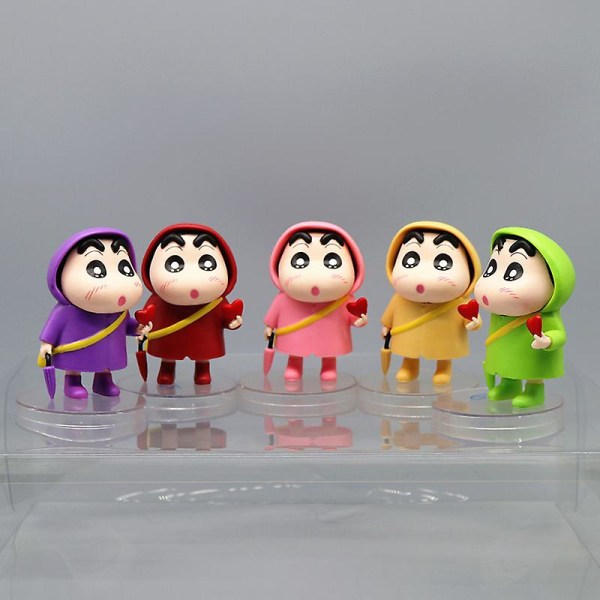 Q Version Tegneserie Crayon Shin-chan Figur Model Regnjakke Crayon Shin-chan Dukke Purple