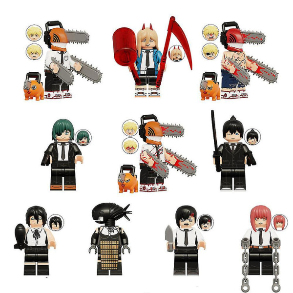 10 stk./sæt Chainsaw Man Mini Figurer Byggesæt Minifigur Samlet Børnelegetøj Gaver Hjemmedekoration  [DmS]