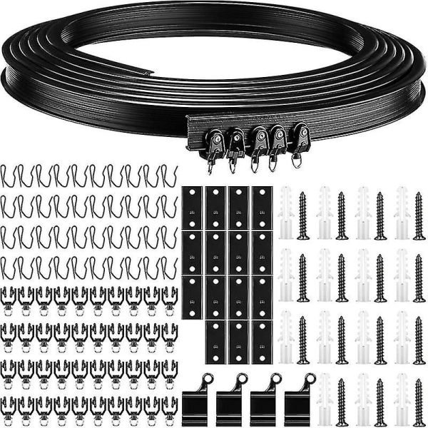 1 meter/5 meter sort buet loft gardin skinne fleksibel loft gardin 5 M