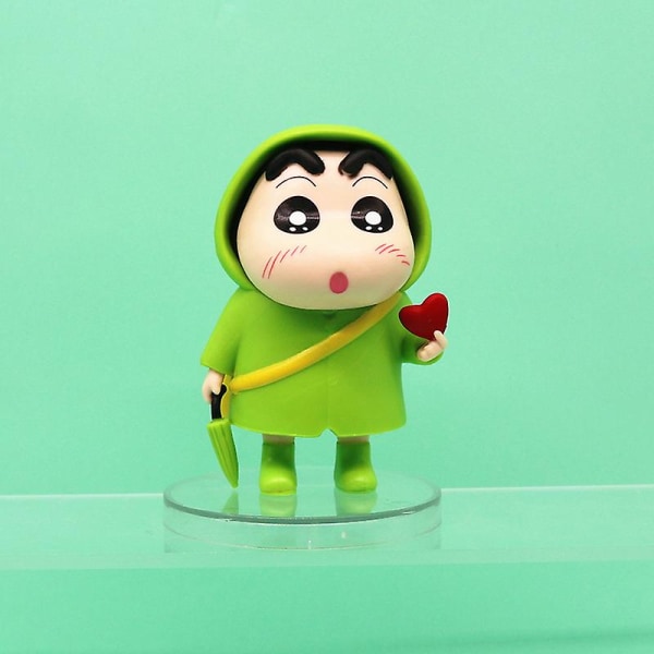 Q Version Tegneserie Crayon Shin-chan Figur Model Regnjakke Crayon Shin-chan Dukke Green