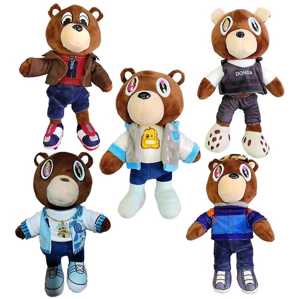 Kanye Teddy Bear Plussjeleketøy West Graduation Steddy Bear Collection Fans Gaveleker  (FMY) B