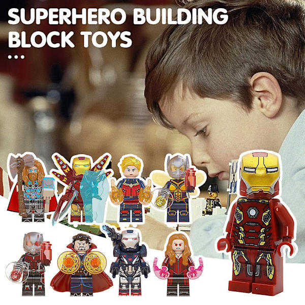 Coola Superhjälte Byggklossar Leksak för Barn Tidig Utbildande Pussel Leksak för Pojkar Flickor  [DmS] Ultron
