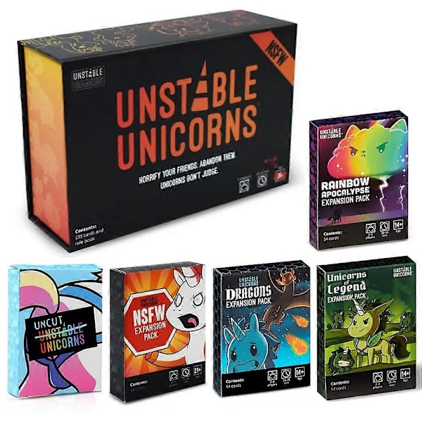 Uusi Unstable Unicorns Lautapeli Englanninkielinen Perhejuhlan Laajennus Perusversio Klassisista Lautapeleistä Light Grey