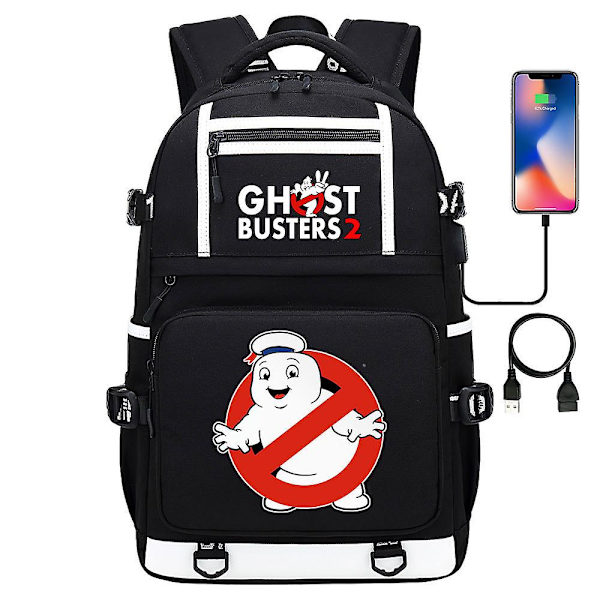 Ghostbusters trykt USB ungdoms- og studenterrygsæk til mænd og kvinder - afslappet rejserygsæk 10