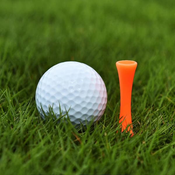 100 stk. 70 mm orange golftees i plastik, holdbare castle golftees, til golfdriver, golfmåtter og golfbolde orange plastik [DB]