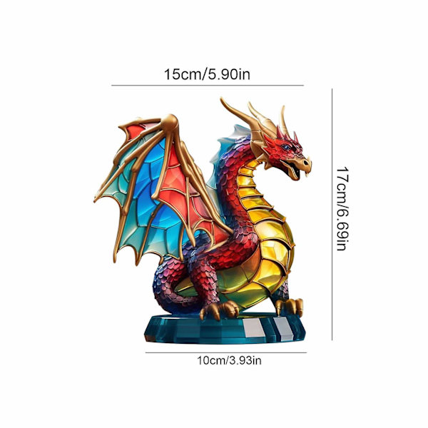 Metal Dyredekoration Havefigur Vilddyr Have Farverig Kunst Skrivebords Skulptur Dragon