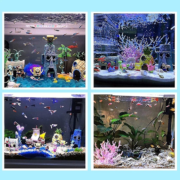 Spongebob Akvarium Dekoration Betta Små Fisktank Ornament, Set Om 3