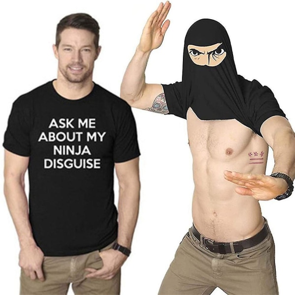 Män frågar mig om min ninja förklädnad Flip T-shirt Rolig kostym Grafisk humor T-shirts Toppar Black 2XL