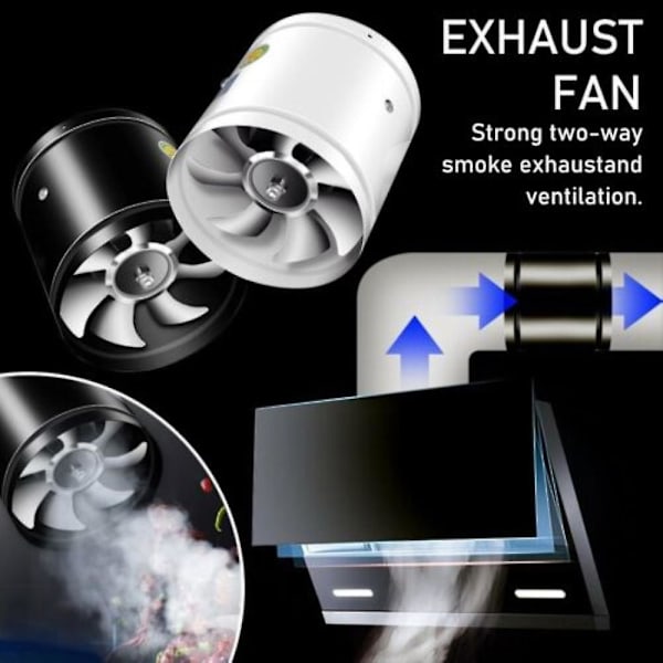 Super Suction Monitoiminen Tehokas Mykistyvä Poistoimuri, Kylpyhuoneen Ilmanvaihtotuuletin 200mm black 8 inch