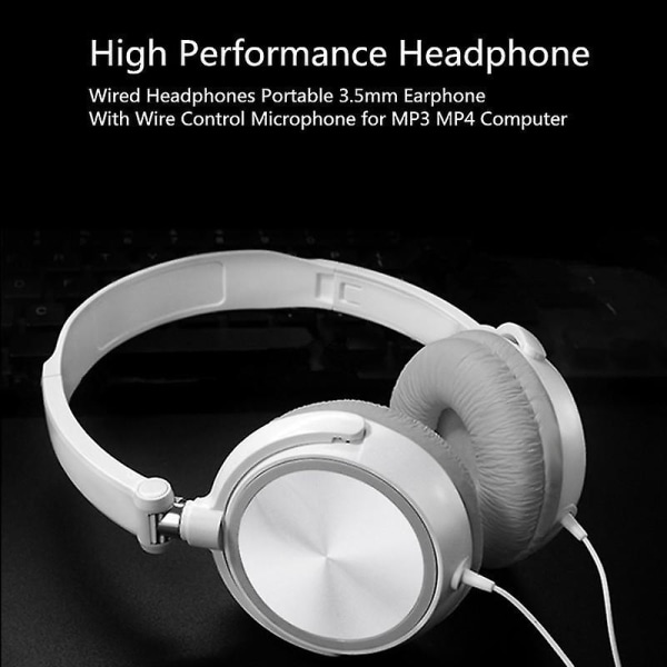 Over Ear Headset Trådbundna hörlurar med mikrofon Bas Hifi-ljud Musik Stereo hörlurar för Iphone Xiaomi Sony Hu Pc (FMY) Black