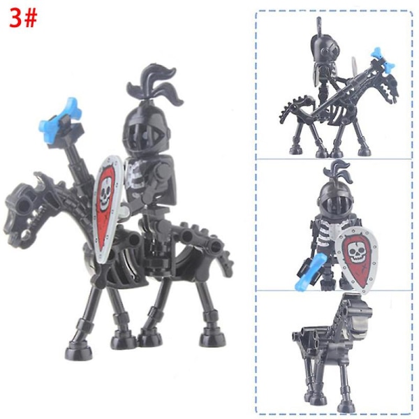 Halloween-skjelettridderfigurer Byggeklosser Soldat Hest Montering Leke 8#