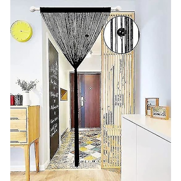 Pärldraperier (svart 100 * 200cm), Flygande Draperier För Dörrar, Fönster, Rumsavdelare, Dörröppningspaneler, Vardagsrumsgarderobsdraperier