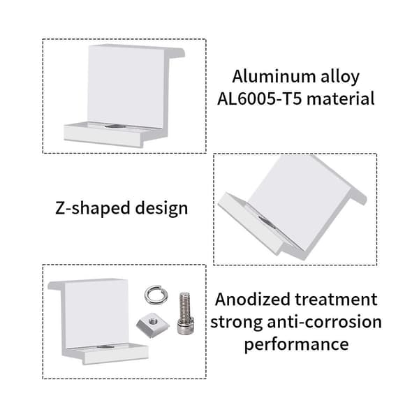 4 stk. Solcellemodulholder Endeklemmesæt, Solpanel Kantklemmebeslag, Solcelle Endeklemme Justerbar [DB]