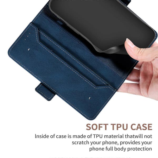 För Xiaomi Redmi 9T Sömnad Sidomagnetiskt RFID Läder Telefonfodral [DB]