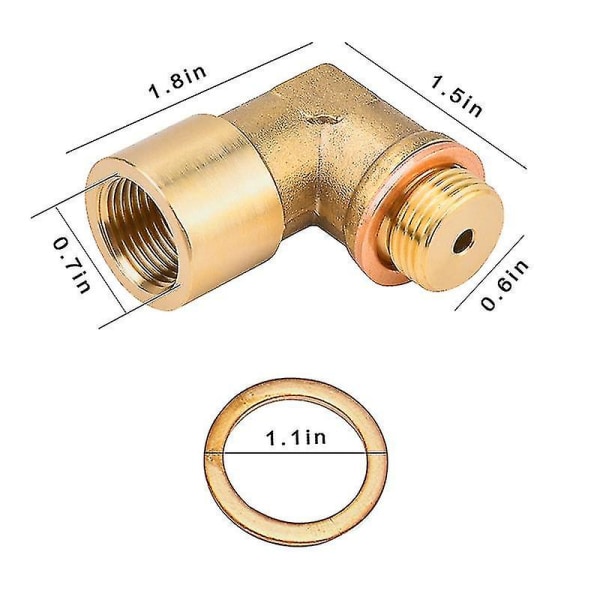 Opgraderet M18 x 1,5 O2 iltsensor forlænger afstandsholder 90 grader 02 Bung forlængelse