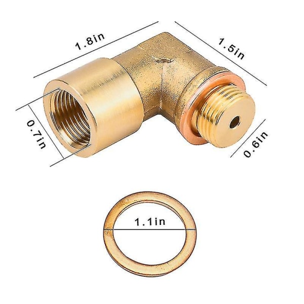 Oppgradert M18 x 1,5 O2 Oksygensensor Forlengeravstand 90 Grader 02 Bung Forlengelse
