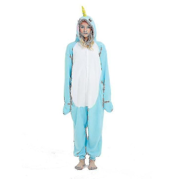 2023-hksng Newway Dyr Voksne Kat Bjørn Haj Onesies Pyjamas Vaskebjørn Kostumer Drage Jumpsuit Julegave Blue Whale S