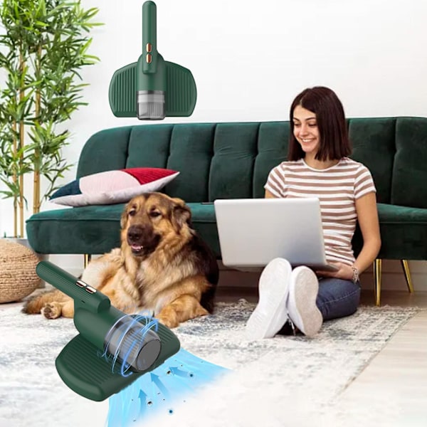 Håndholdt støvsuger madras trådløs seng støvsuger dyb madras rengøringsmiddel højfrekvent dobbelt beat egnet til sengetøj sofa andre stof S Green One Size