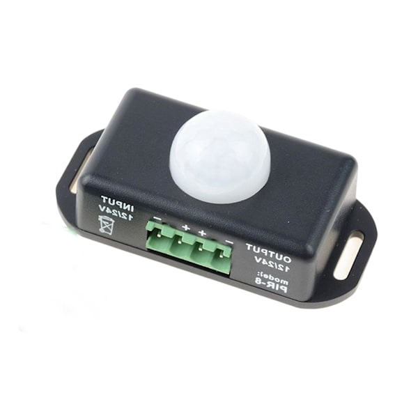 Dc 12v/24v Krops-Infrarød Pir Bevægelsessensor Switch Led Lys 8m Black