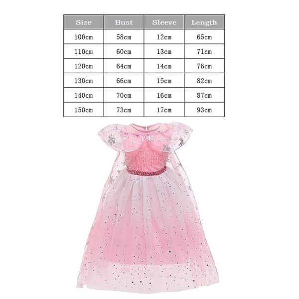 Prinsesse Elsa Kostume Til Børn Halloween Fest Cosplay Kjole Jul Karneval  [DmS] Pink 130CM