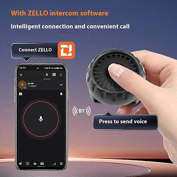 YPC21 För Zello IP67 Vattentät Trådlös Bluetooth PTT Knapp Switch för Ios/Android