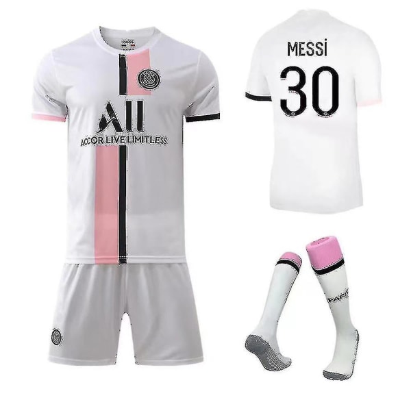 Regenboghorn Børnefodboldsæt Fodboldtrøje Træning T-shirt Sæt 21/22-2a Messi PSG Away M (170-175 cm)