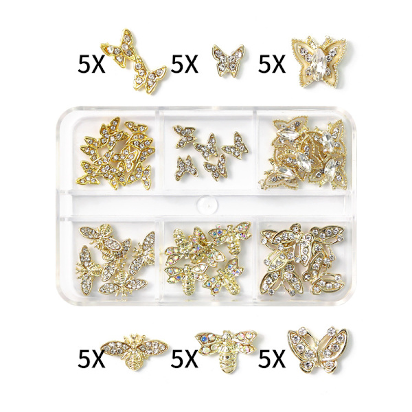 Planet Nail Art Charm Bue/Hjerteformet Negle Rhinestone Edelsten Krystall, 3D Neglekunst Dekorasjon Metall Negle Negle Neglekunst Smykker 15 15
