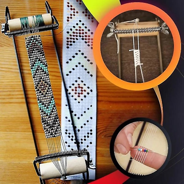 DIY Trävävning Pärlvävstol Kit för Smycken Armband Handgjord Stickmaskin Trä Legering Material