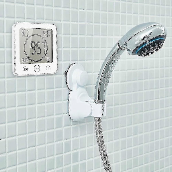 Ny Vandtæt Badeværelsesur og Timer til Brusebad, Digitalt Vandafvisende Brusebad Vækkeure med Sugekop, Vandtæt Badeværelse Hængende Væg Cl