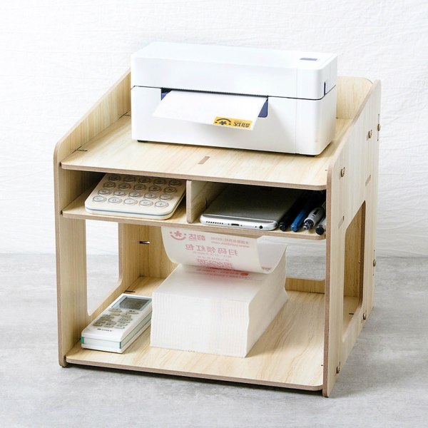 Træbordsplade Printer Stand Hylde Papir Pen Opbevaring Organizer til Skrivebord Black