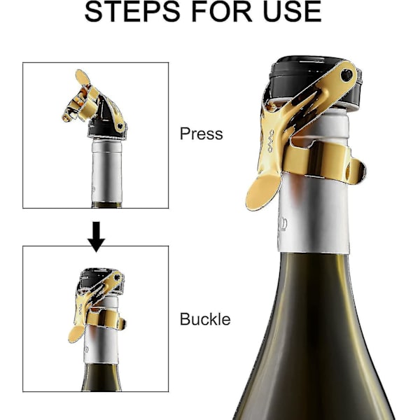 Champagnepropp, 2-pack Rostfritt Stål Champagneflaska Plugg Tätning För Cava Prosecco Mousserande VinproppBY Gold